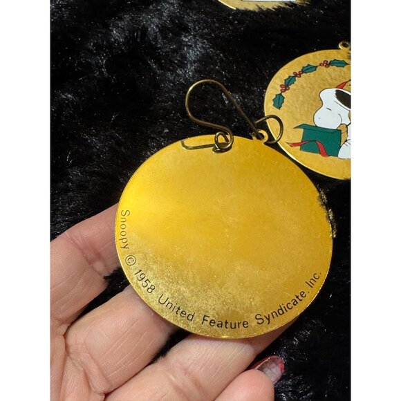 Vintage PEANUTS Christmas Ornament Brass1950 to 1965 Round Heart Shape - Picture 7 of 14